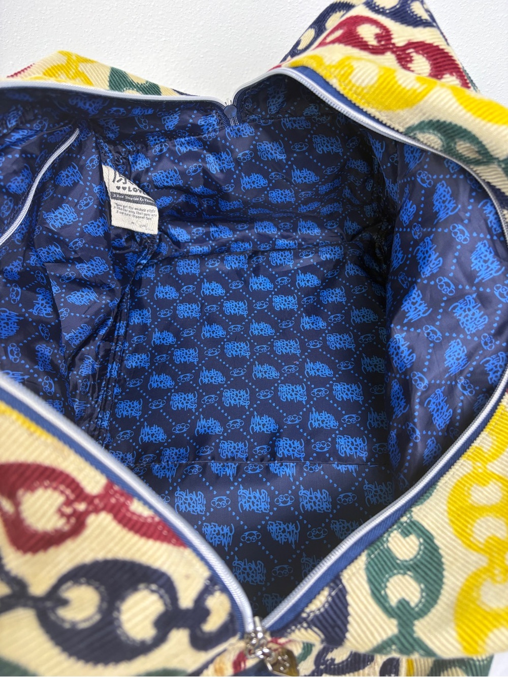 Y2K vintage Harajuku Lovers Gwen Stefani multicolor chain-print weekender duffel - Picture 9 of 12
